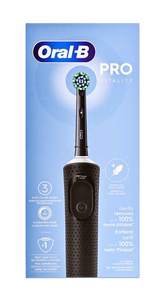 Oral-B Vitality Pro uzlādējama elektriskā zobu birste pieaugušajiem, 1 birstes uzgalis, 3 tīrīšanas režīmi, melna