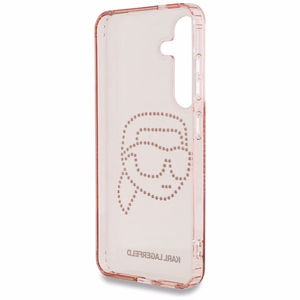 Karl Lagerfeld viedtālruņa apvalks ar rhinestones K. Head logotipu Samsung Galaxy S25 rozā