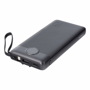VEGER portatīvais lādētājs 10000 mAh ar iebūvētiem kabeļiem Micro USB / Type C / Lightning C10 (W1116) melna