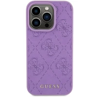 Guess Ādas 4G iespiests apvalks priekš iPhone 15 Pro Max - violets