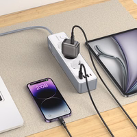 Borofone Barošanas sloksne BAC9 - 3 rozetes 240V + 3xUSB + C tips - PD 20W 2 metri melns