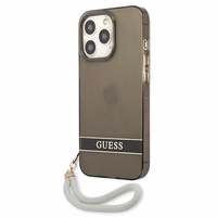 Guess GUHCP13LHTSGSK iPhone 13 Pro / 13 6.1" melns/melns cietais apvalks caurspīdīga siksna
