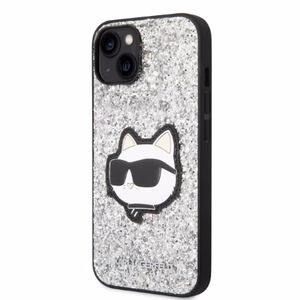 Karl Lagerfeld KLHCP14MG2CPS iPhone 14 Plus 6.7" cietais viedtālruņa apvalks sudrabains/sudrabains Mirdzošs Choupette Patch