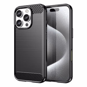 Carbon viedtālruņa apvalks iPhone 16 Pro Max silikona apvalks - melns