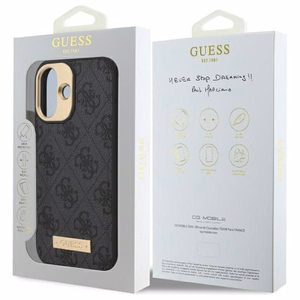 Guess 4G Logotipa plāksne Magnētiskais viedtālruņa apvalks iPhone 16 Plus - melns
