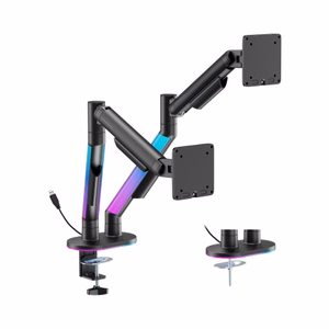 Dual Monitor 17"-35" Gas Spring Arm, RGB Lighting, Black