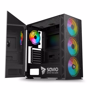 SAVIO Raptor X1 ARGB Glass/Mesh datora korpuss, melns