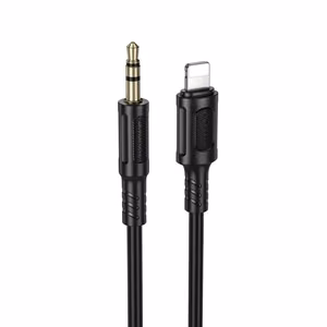 Borofone BL25A Nice AUX kabelis Lightning uz 3.5mm jack, 1 m, melns