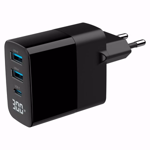 Gembird TA-UC-PDQC30LCD-BK-02 mobilās ierīces lādētājs universāls melns AC ātra uzlāde iekštelpām