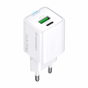 Wozinsky WWC-35W GaN USB-A + USB-C tīkla lādētājs - balts