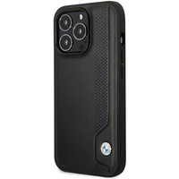 Viedtālruņa apvalks BMW BMHCP14X22RBDK iPhone 14 Pro Max 6.7" melns/melns cietais apvalks ādas zilie punkti