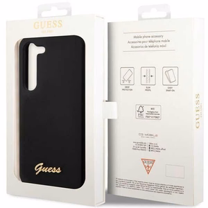 Guess GUHCS23SSLSMK S23 S911 чёрный/чёрный жёсткий чехол Silicone Vintage с золотым логотипом