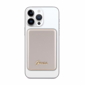 Magnētiskā indukcijas uzlādes ierīce Guess MagSafe Metal Script Logo 5W 3000mAh (zelta)