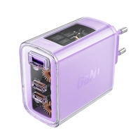 Acefast GaN 65W lādētājs ar 3 pieslēgvietām (1xUSB, 2xUSB C) - violets (A45)