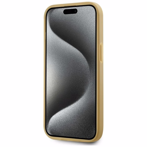 Karl Lagerfeld Wrinkled Metal Signature viedtālruņa apvalks iPhone 15 - zelta