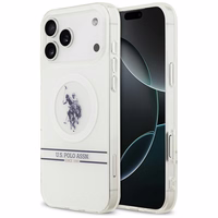 US Polo DH un apakšējās svītras logotipa MagSafe viedtālruņa apvalks iPhone 17 Pro Max - balts