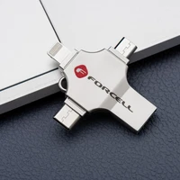 FORCELL F-DATA USB zibatmiņa Metal Quad 128GB USB3.2 Gen 1 (USB A / Type C / Lightning / Micro USB) sudraba