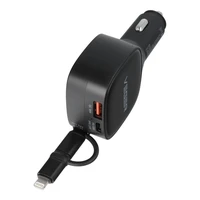 VEGER automobiļa lādētājs ar USB-C kabeli (USB-C / Lightning) QC PD 84W CC89 melns
