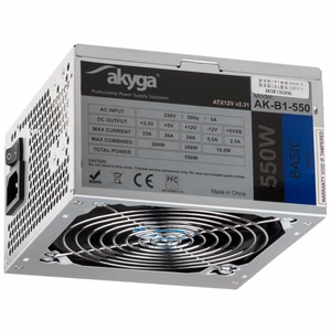 Akyga AK-B1-550 barošanas bloks 550 W 20+4 pin ATX ATX pelēks