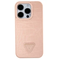 Guess GUHCP15XPCRTHCP iPhone 15 Pro Max rozā/rozā cietais apvalks Croco Triangle Metal Logo