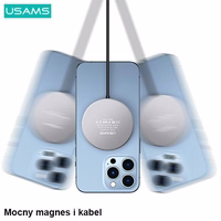 USAMS bezvadu lādētājs US-CD183 magnetic 15W aluminium melns CD183CDX01