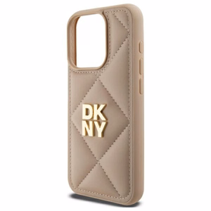 DKNY Quilted Stack Logo viedtālruņa apvalks iPhone 15 Pro - bēšs