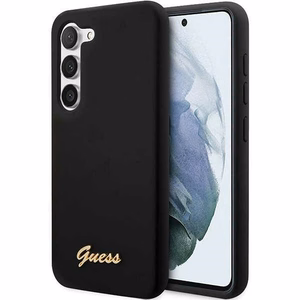 Guess GUHCS23SSLSMK S23 S911 чёрный/чёрный жёсткий чехол Silicone Vintage с золотым логотипом