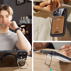 ESR Classic Hybrid Kickstand Halolock MagSafe komplekts ar aizsargstiklu iPhone 16 - melns