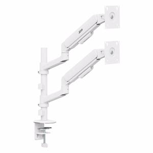 Ergo Office ER-692 W – divu monitoru turētājs ar gāzes atsperēm 17–32 collu ekrāniem, 1–10 kg uz katru, matēti balts