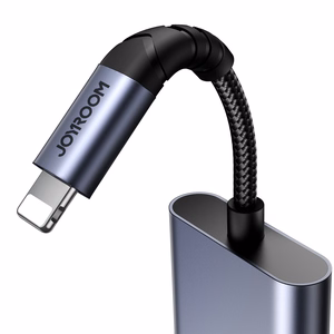2‑in‑1 audio adapteris Joyroom SY-L02 Lightning uz dubulto Lightning (melns)