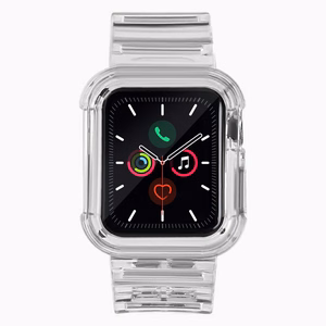 Силиконовый ремешок-браслет с чехлом и подсветкой для Apple Watch 44mm - чёрный