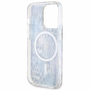 Guess GUHMP14XHLEOPWB iPhone 14 Pro Max 6.7" zils cietais apvalks Leopard Magnētiskais