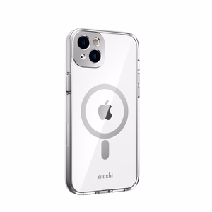 Moshi iGlaze vāciņš ierīcei iPhone 14 Plus, saderīgs ar MagSafe, caurspīdīgs ar “Luna Silver” krāsas detaļām