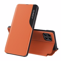 Eco Leather View Case elegants grāmatas tipa apvalks ar statīvu Samsung Galaxy A22 4G oranžs