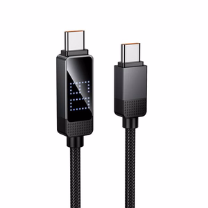 Hoco U154 USB-C–USB-C kabelis ar punktu matricas LCD ekrānu, 3 A, 60 W, 1 m, melns