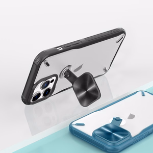 Nillkin Cyclops vāciņš iPhone 13 Pro - melns ar kameru aizsardzību un saliekamu statīvu