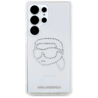 Karl Lagerfeld viedtālruņa apvalks ar rhinestones Karl Head logotipu Samsung Galaxy S25 Ultra caurspīdīgs