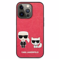 Karl Lagerfeld Ikonik Karl&Choupette apvalks iPhone 13 Pro / iPhone 13 - fuksijas krāsas apvalks