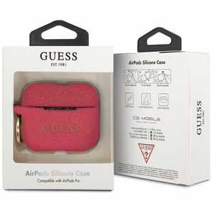 Guess Silikona Glitter Maciņš for AirPods Pro - rozā Glitter