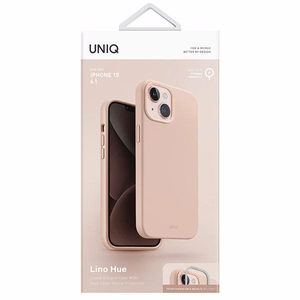 Uniq Lino Hue Magnētiskais uzlādes viedtālruņa apvalks iPhone 15 - rozā