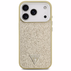 Guess Mirdzošs Trīsstūra Logotips Magnētiskais viedtālruņa apvalks iPhone 17 Pro zelta