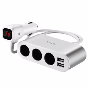 Auto kontaktligzdas sadalītājs Hoco Z13 ar 2 USB pieslēgvietām un 3 kontaktdakšām