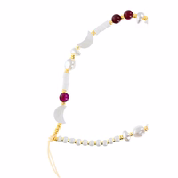 SHELLS tālruņa siksniņa, piekariņš / auklas garums 44 cm (22 cm cilpā) / uz rokas – balts un violets