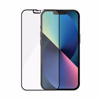 PanzerGlass E2E Microfracture antibakteriālais stikls ar Swarovsky kristāla kameras vāciņu iPhone 13/13 Pro - ar melnu rāmi