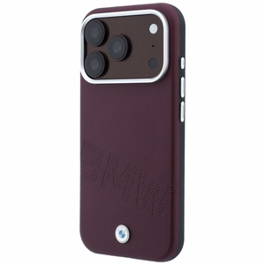 BMW maciņš IPHONE 18 Pro/17 Pro saderīgs ar MagSafe (Sign Inclined Deboss Letters) (krāsa: bordo)