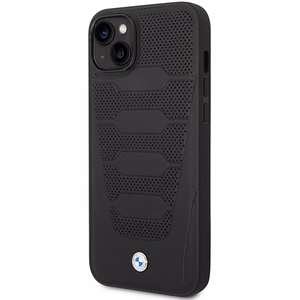 Viedtālruņa apvalks BMW BMHCP14S22RPSK iPhone 14 6.1 - melns ādas sēdekļu raksts
