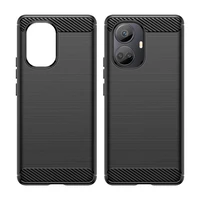 Carbon Case viedtālruņa apvalks Realme 10 Pro+ elastīgs silikona oglekļa pārklājums melns