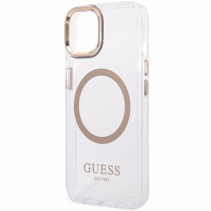 Guess metāla kontūra magnētiskais viedtālruņa apvalks iPhone 15 Plus / 14 Plus - zelta