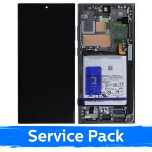LCD displejs saderīgs ar Samsung S918 S23 Ultra ar rāmi / zaļš / (Service Pack) +AR BATERIJU