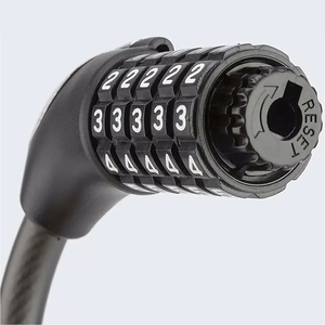 Rockbros RKS531 velosipēda slēdzene ar 5 ciparu kodu, tērauda trosi, 180 cm, ar LED apgaismojumu - melna